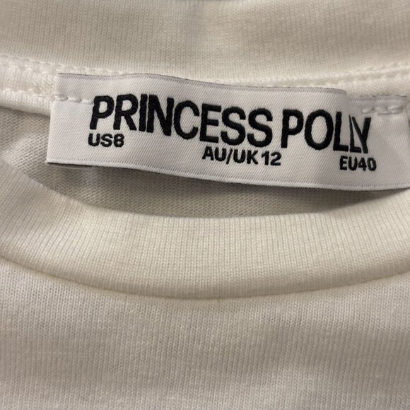 Italia Stamp Graphic White Crop T-Shirt By Princess Polly Size 8 - Picture 3 of 8